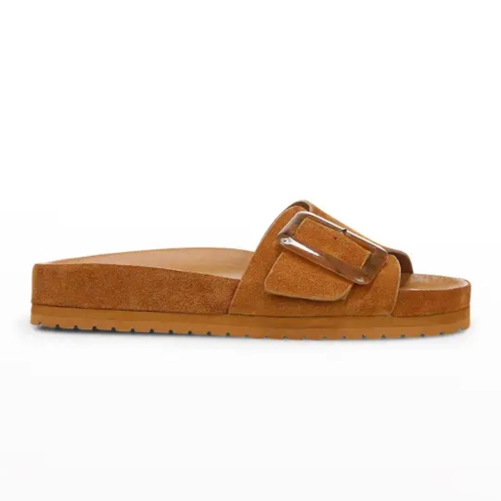 Vince Grant Tan Suede Buckle Sandals
